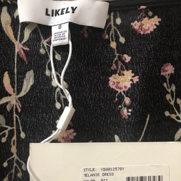 NWT LIKELY Black Floral Melanie Maxi Dress Size 0 - Picture 9 of 10